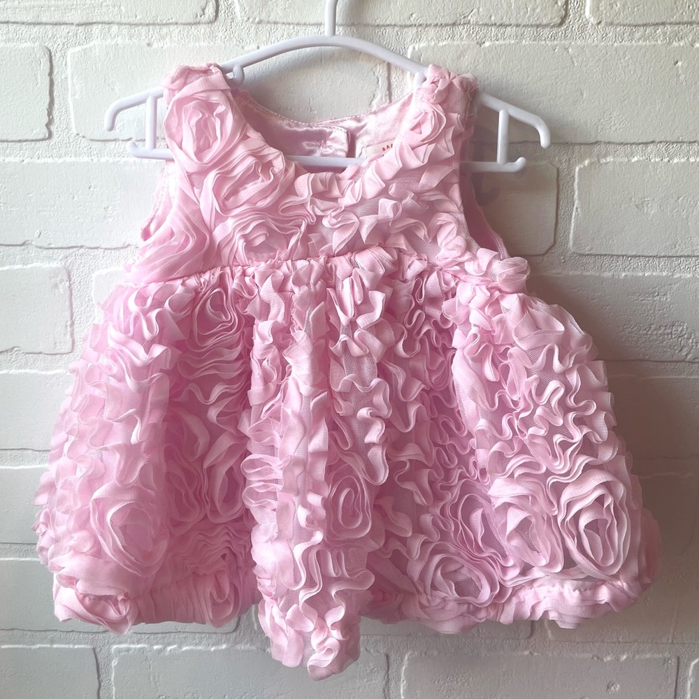 3-6 mo Baby Girl Dressy Dress Cat & Jack Pink with Rosette Fabric Details